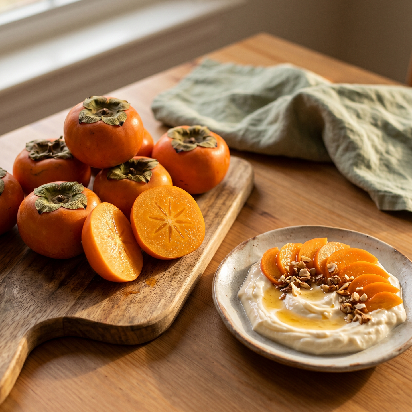Fresh Persimmons Close Up Free US Shipping