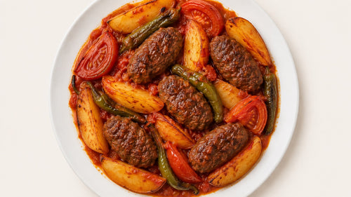 Baked Meatballs & Potatoes in Tomato Sauce