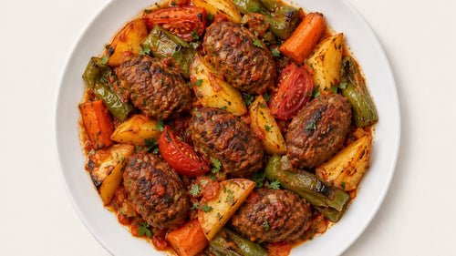 Baked Meatballs with Roasted Vegetables
