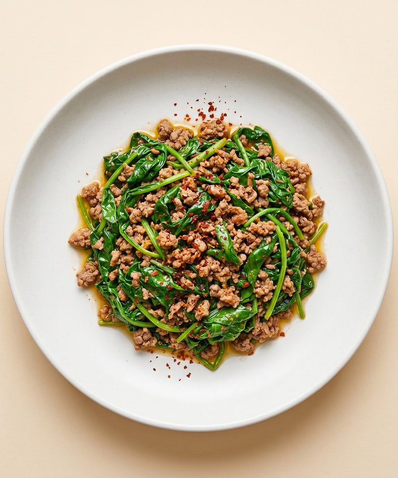 Spinach with Ground Beef